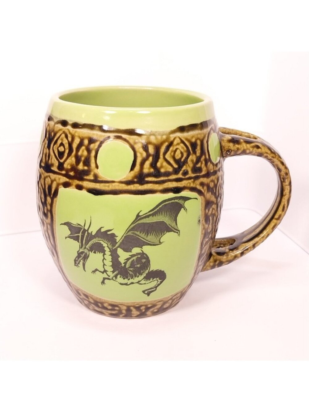 Always Azul Pottery Dragon Coffee Mug Ash Glaze & Green Handcrafted in Colorado